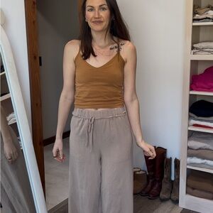 Women's Tan Wide-Leg Pants